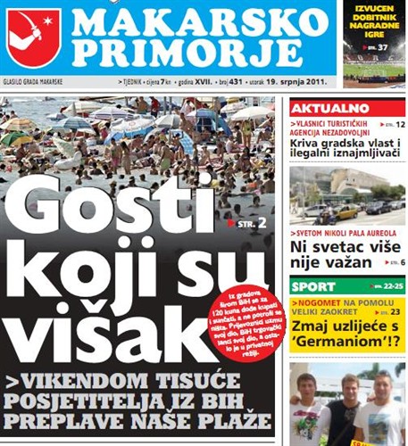 Naslovnica lista 'Makarsko primorje' Naslovnica lista 'Makarsko primorje'