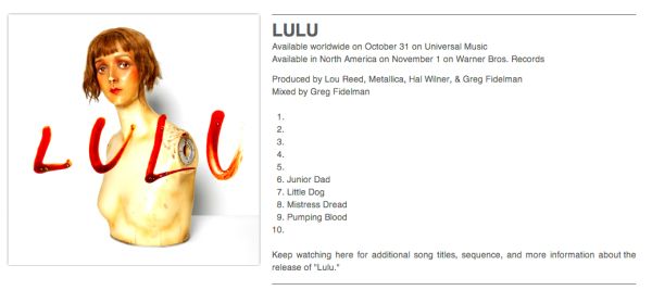 Omot albuma Lulu; foto: Rockvillemusicmagazine.com Omot albuma Lulu; foto: Rockvillemusicmagazine.com