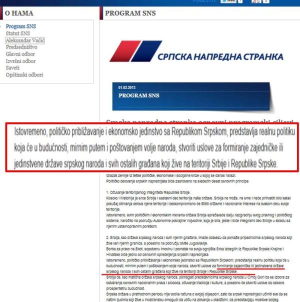 program SNS_ujedinjenje Srbije i RS program SNS_ujedinjenje Srbije i RS