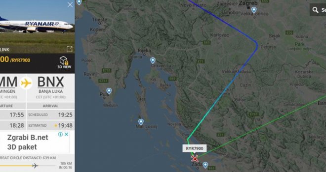 Pilot pogriješio? Avion Ryanaira umjesto na banjalučki aerodrom sletio u Zadar - putnici dobili novac za taksi!