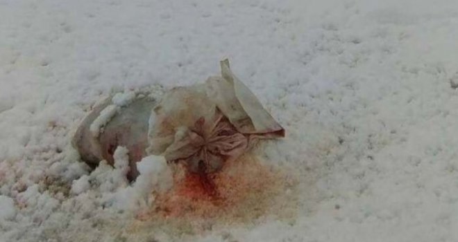 Pred kapijom Memorijalnog centra u Potočarima ostavljena vreća sa svinjskim otpadom