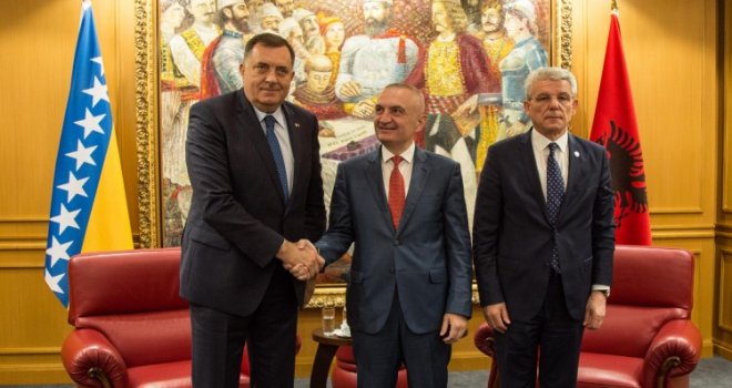 Dodik i Džaferović s albanskim predsjednikom Metom o saradnji dvije države: 'Odnosi su dobri, bez otvorenih pitanja'