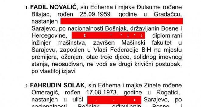 Ovo je odluka Suda BiH kojom se oslobađaju Novalić, Hodžić i Solak