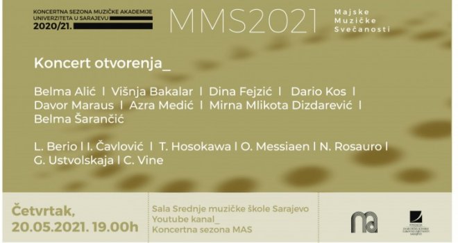 Koncert nastavnika Muzičke akademije UNSA otvara 'Majske muzičke svečanosti'