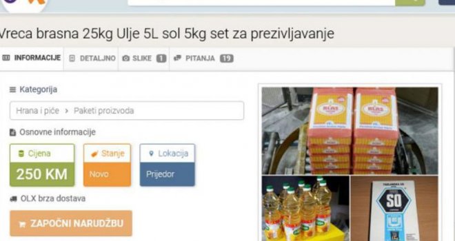 Panika u BiH: U oglasniku prodaje 'set za preživljavanje' - Ulje, brašno, sol…