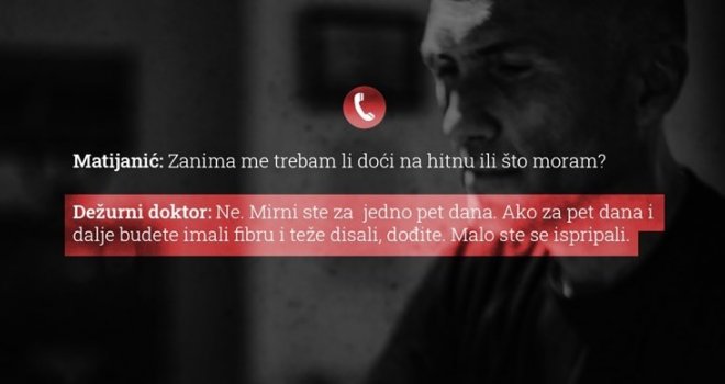 Objavljene audiosnimke Matijanićevih poziva: 'Trebam li doći na Hitnu?'; 'Ne, mirni ste za jedno pet dana'