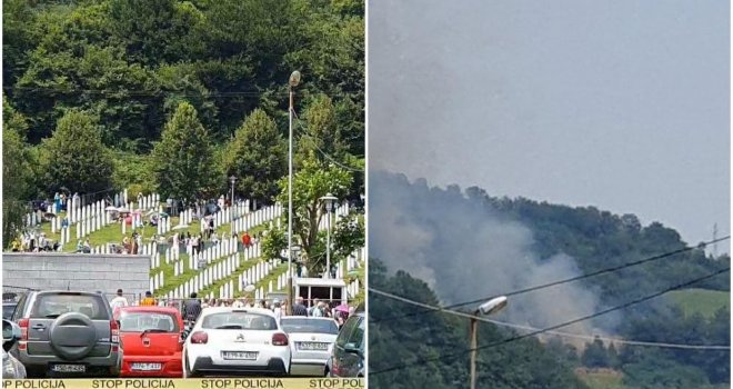 Šta se događa u Potočarima: Dok se klanja dženaza, u šumi iznad mezarja pojavio se gust dim