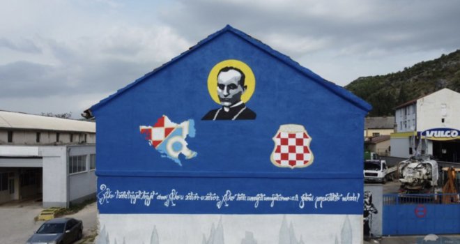 U Stocu osvanuo mural sa granicama fašističke tvorevine NDH