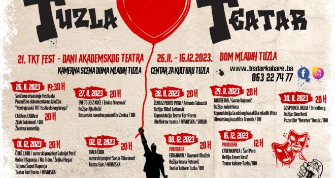 Večeras počinje 21. TKT Fest - Festival otvara predstava Zijaha Sokolovića