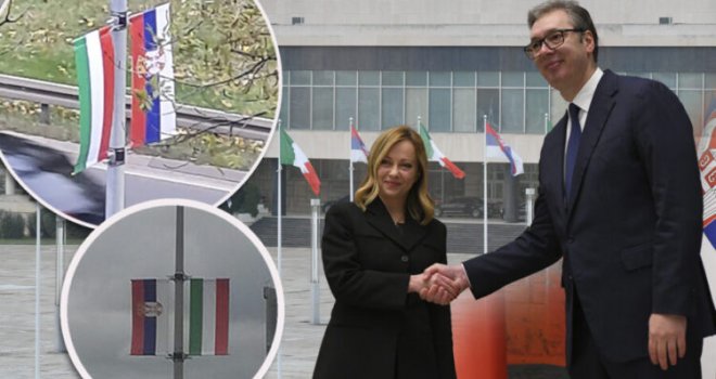 Italijanska premijerka stigla u Beograd, a domaćini po gradu postavili mađarske zastave
