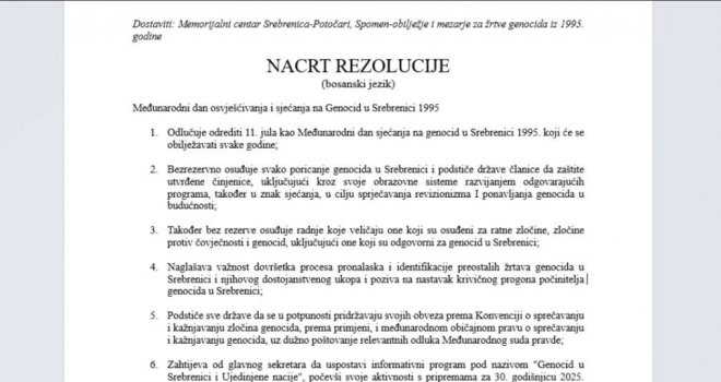 Intelektualci u BiH i regionu pozivaju: Usvojite Rezolucije UN-a o Srebrenici... Nove generacije neće oprostiti Srbiji!  
