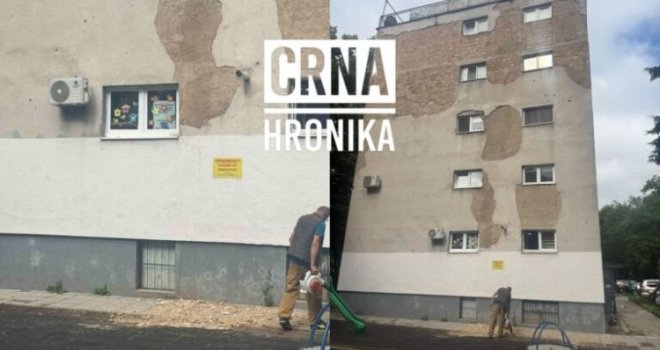 Za dlaku izbjegnuta tragedija: Pala fasada sa zgrade na dječije igralište ispred vrtića Lane u Sarajevu